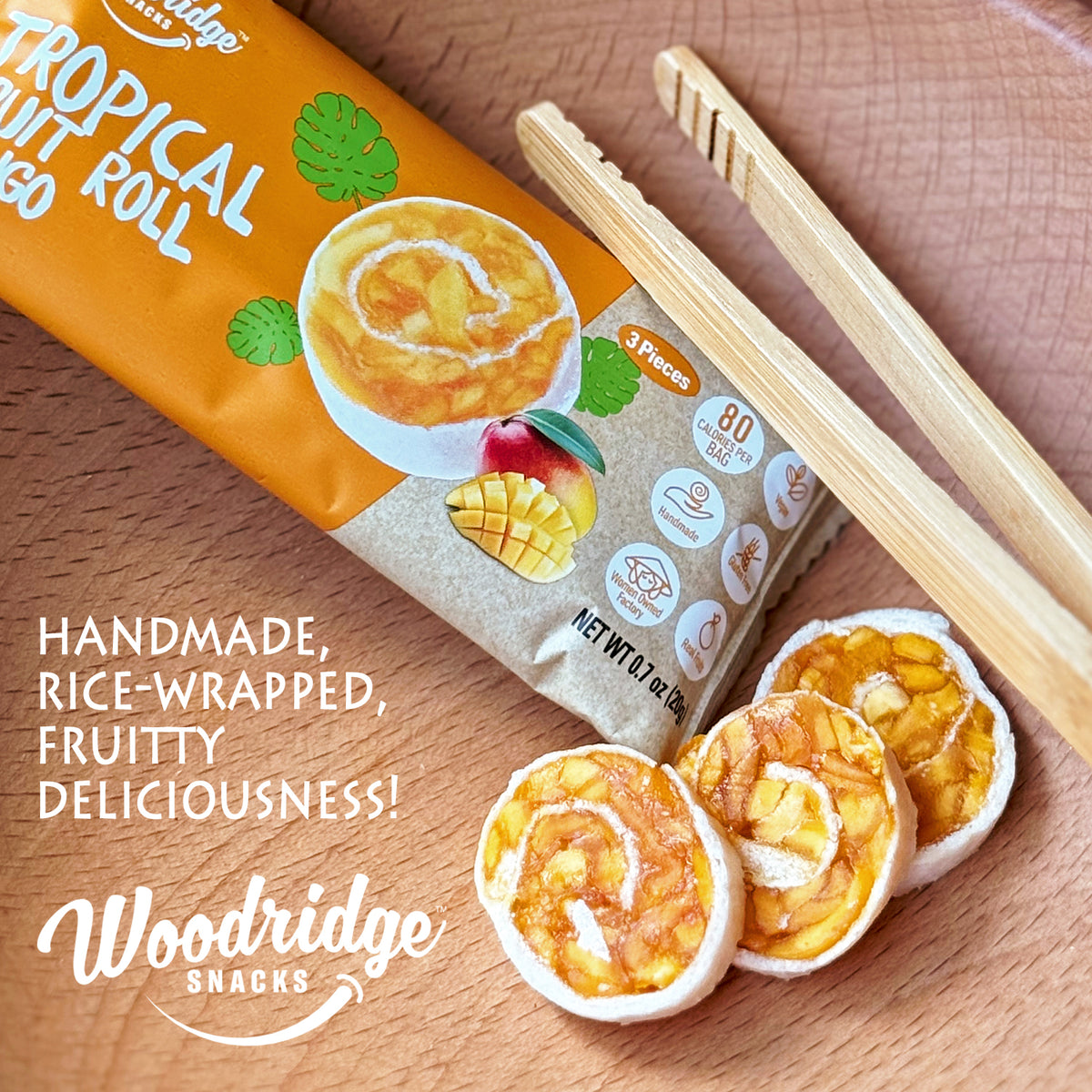 RiceCrisp Fruit Wraps – Mango | 80-ct 0.7 oz (20g) Single Serve Packs