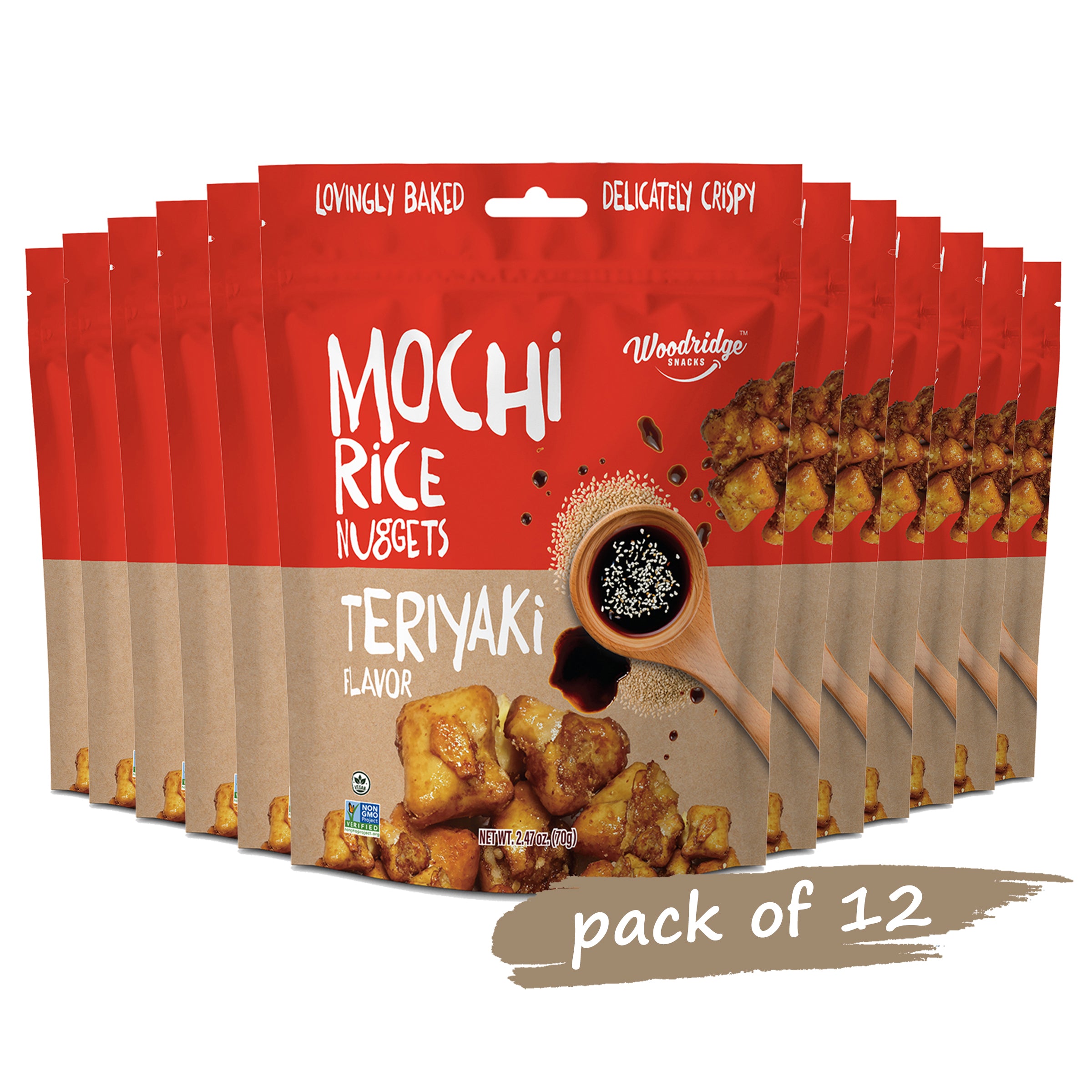 Mochi Rice Nuggets - Teriyaki (2.47 oz./70g Bag) – Woodridge Snacks