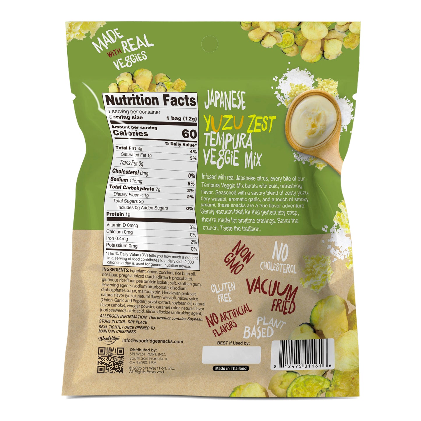 Japanese Yuzu Zest Tempura Veggie Mix (Single Serve Bags)