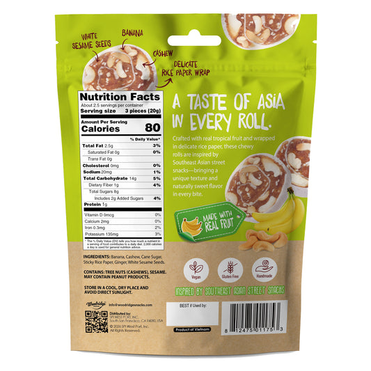 RiceCrisp Fruit Wraps - Banana Cashew Crunch (1.76 oz. / 50g Bags)