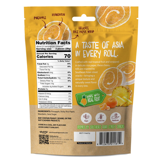 RiceCrisp Fruit Wraps – Pineapple Citrus (1.76 oz / 50g Bags)