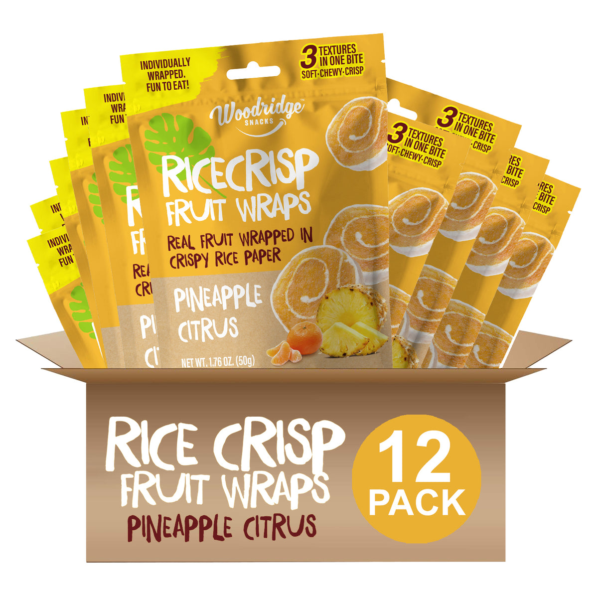 RiceCrisp Fruit Wraps – Pineapple Citrus (1.76 oz / 50g Bags)