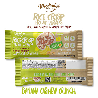 RiceCrisp Fruit Wraps – Banana Cashew Crunch | 80-ct 0.7 oz (20g) Single Serve Packs