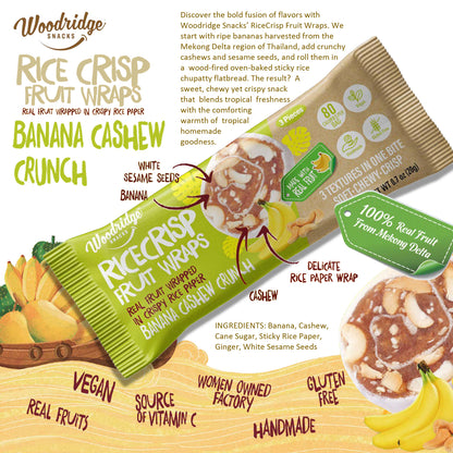 RiceCrisp Fruit Wraps – Banana Cashew Crunch | 80-ct 0.7 oz (20g) Single Serve Packs