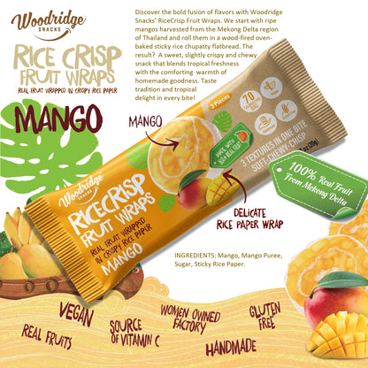 RiceCrisp Fruit Wraps – Mango | 80-ct 0.7 oz (20g) Single Serve Packs