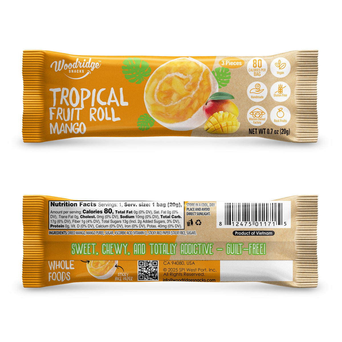 Tropical Fruit Rolls - Mango (Single Serve Packs)
