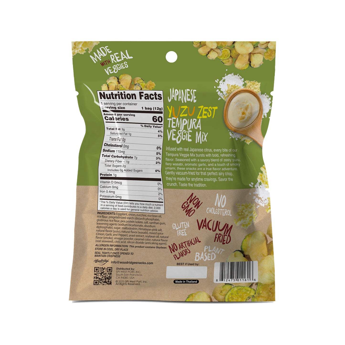 Japanese Yuzu Zest Tempura Veggie Mix (Single Serve Bags)