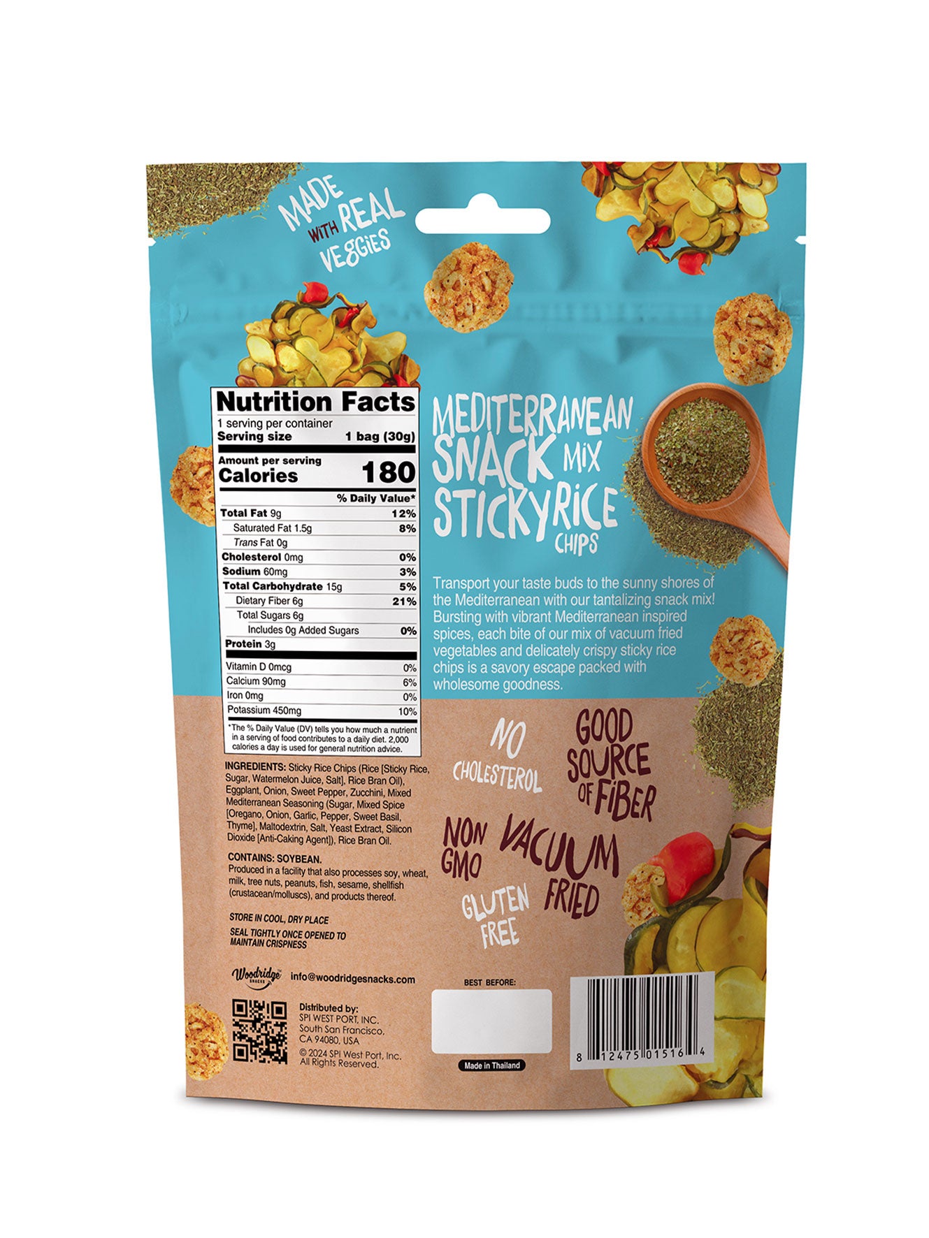 Back of packaging showing nutrient facts and barcodes