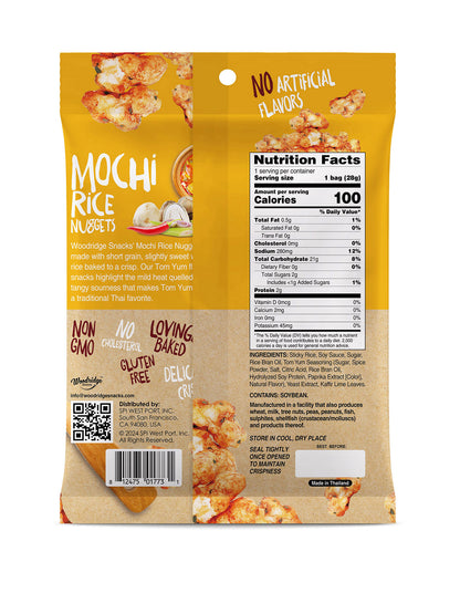 mochi rice nugget in tom yum flavor single serving back of packaging nutrient facts included 